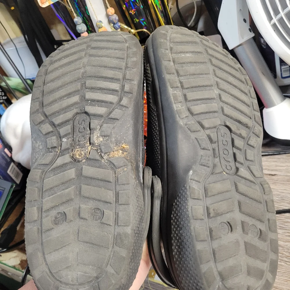Crocs Black Lined Slip On‎ Shoes Mens Size 9 Womans 11